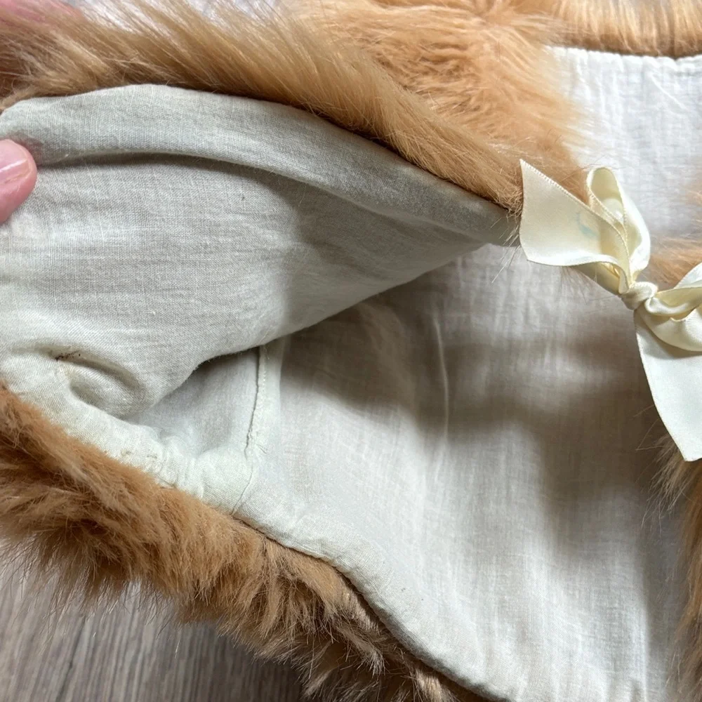 Girls Faux Fur Vest with Bow Size 120 (5-6 years) Camel Tan Boutique Layer